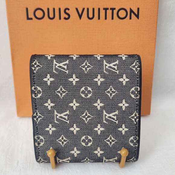 Auth Louis Vuitton Denim Monogram Trifold Wallet - Picture 2 of 9